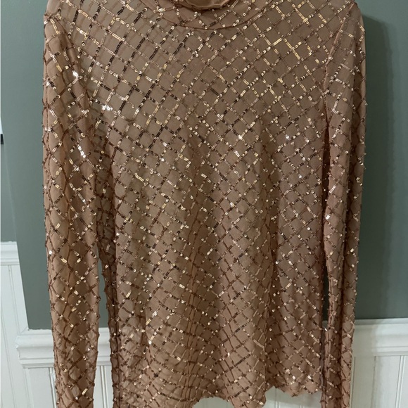 Pilcro by Anthrpologie Shimmering Sequin Blouse - Brown Medium - Picture 2 of 6
